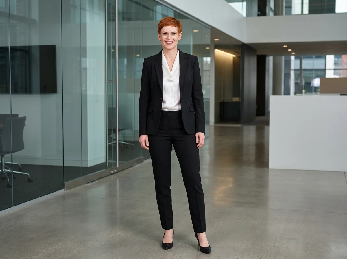 Slim-Fit Damenanzug Schwarz